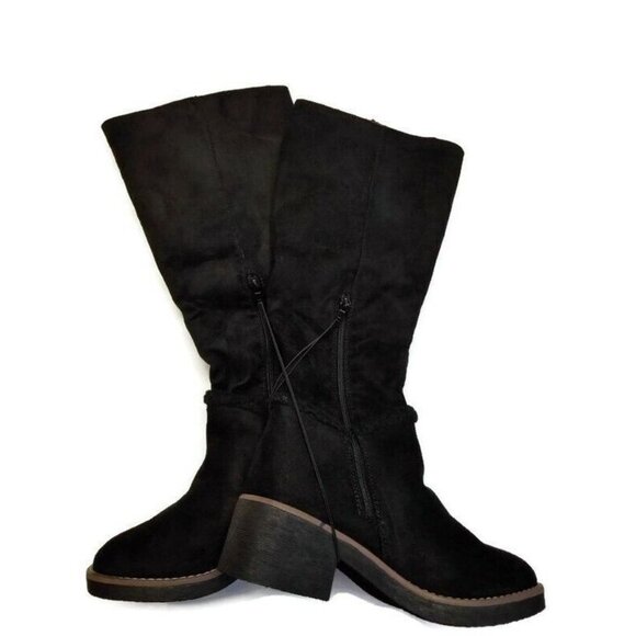 Sociology Tall Shearling Trimmed Boots Womens Sz 7 Side Zipper Evening Night Out - Picture 3 of 6